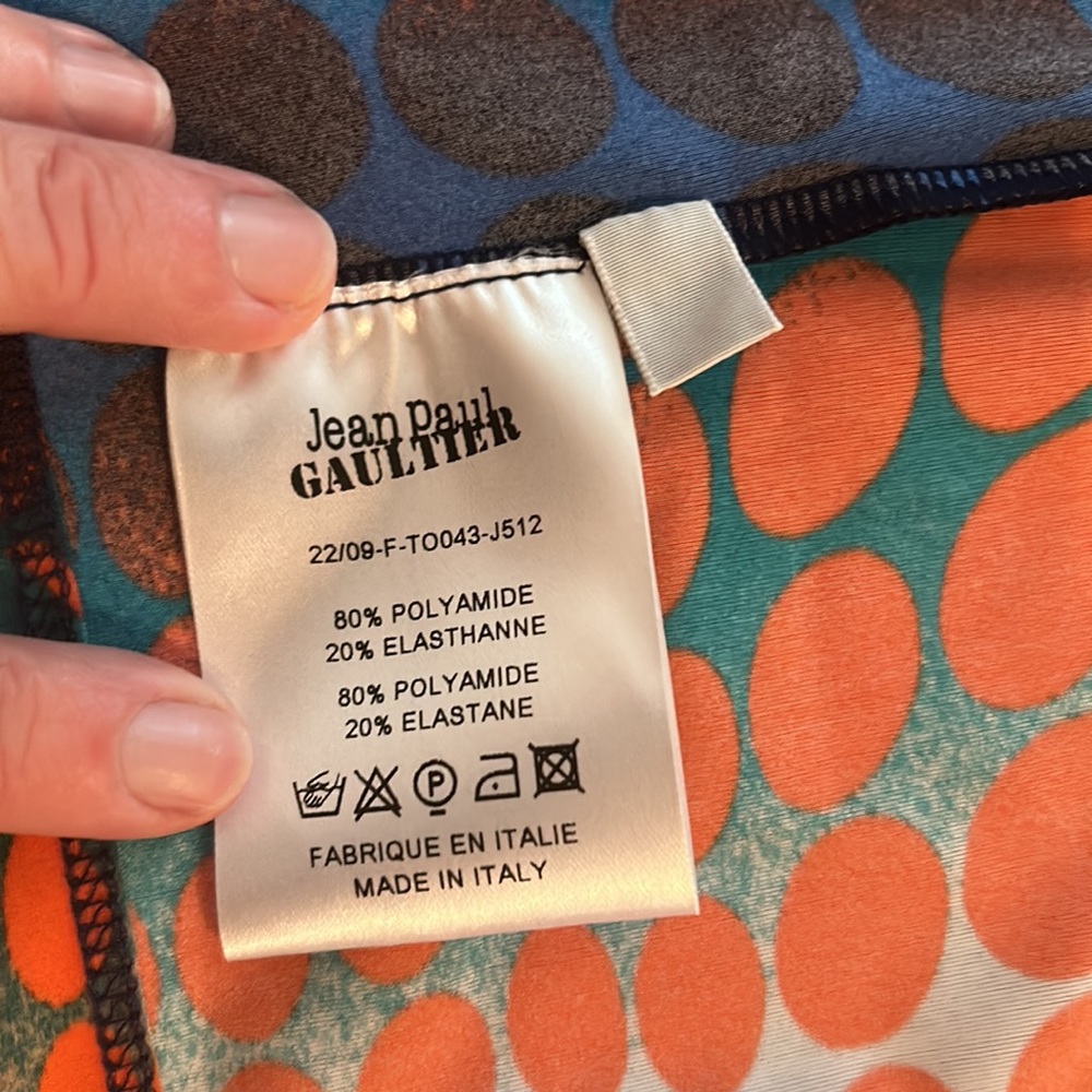 Jean Paul Gaultier Orange Teal Red Dot Print Long Sleeve Top - Picture 4 of 8